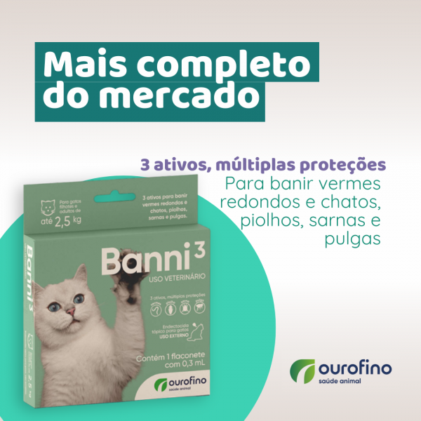 Antipulgas Ourofino Banni 3 para Gatos até 2,5Kg