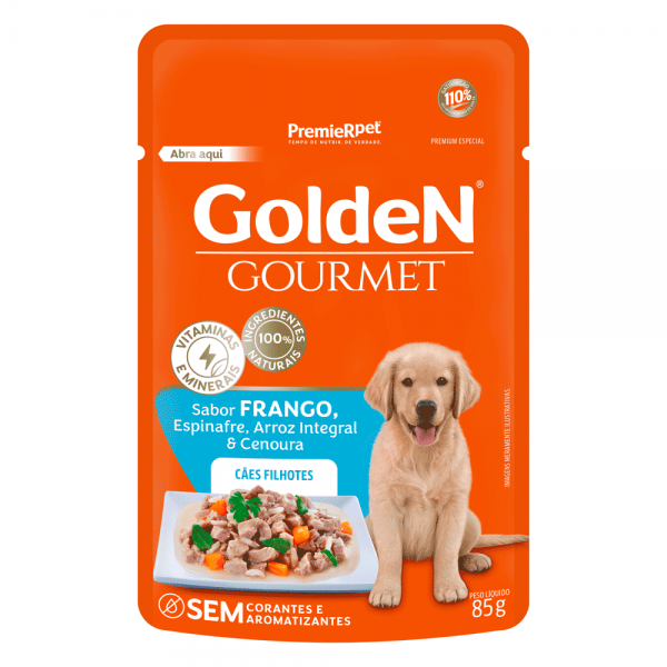 Sachê Ração Úmida Golden Gourmet Cães Filhotes Frango 85 g