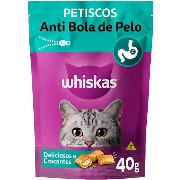 Petisco Whiskas Temptations Anti Bola de Pelo Para Gatos Adultos