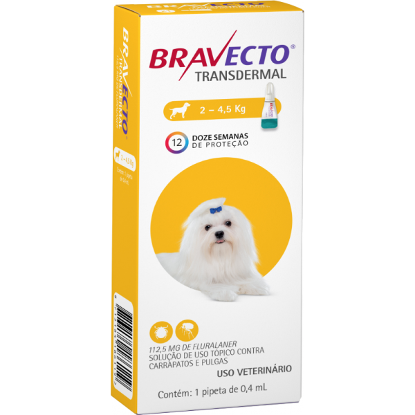 Antipulgas e Carrapatos MSD Bravecto Transdermal para Cães de 2 a 4,5 Kg