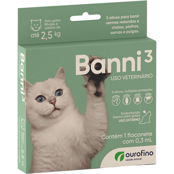Antipulgas Ourofino Banni 3 para Gatos até 2,5Kg