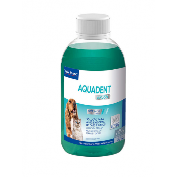Solução para Higiene Oral Virbac Aquadent Fr3sh para Cães e Gatos  250mL