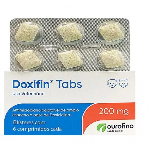 Antimicrobiano Ourofino Doxifin Tabs  Blister com 14 Comprimidos 200 mg