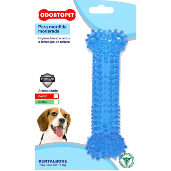 Brinquedo Odontopet Osso Dental Bone Azul para Cães até 15kg