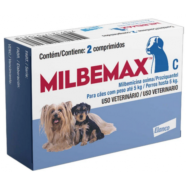 Vermífugo Elanco Milbemax C para Cães até 5 Kg 