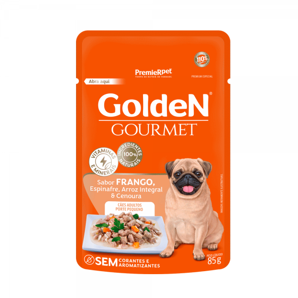 Sachê Ração Úmida Golden Gourmet Cães Adultos Porte Pequeno Frango 85 g