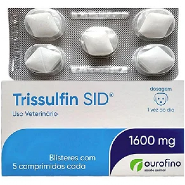 Antimicrobiano Ourofino Trissulfin Sid Cart com 5 Comprimidos 1600mg